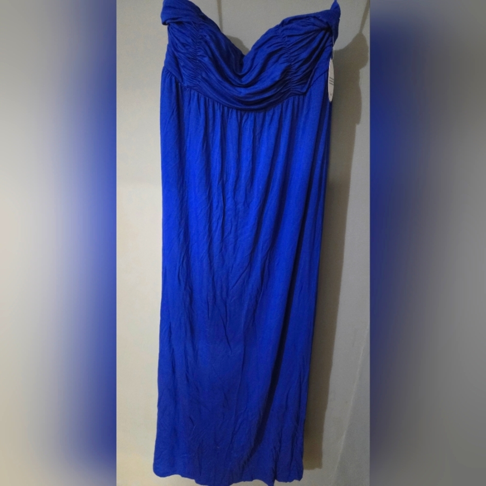 Soma Sapphire Blue Built in Bra Summer Pockets Soft Comfortable Maxi Dress M